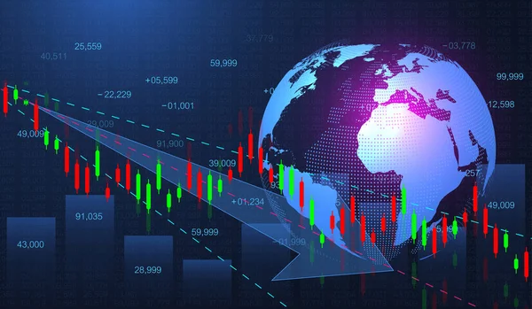 金融投資や経済動向ビジネスのアイデアのための将来の概念で株式市場や外国為替取引グラフ。金融取引の概念。株式市場と取引所キャンドルスティックグラフベクトル. — ストックベクタ