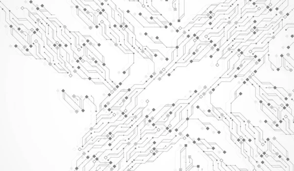 Hintergrund des Leiterplattendesigns. Abstraktes Kommunikationsleiterplattentechnik-Hintergrundbild mit High-Tech-digitalem Datenverbindungssystem. Abstrakter elektronischer Hintergrund. Vektorillustration. — Stockvektor