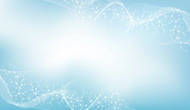 Moleküler soyut yapı ve genetik mühendislik, sağlık ve tıp geçmişi. Bilimsel araştırma geçmişi. Dalga akışı, yenilik kalıbı. Vektör illüstrasyonu.