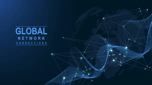 Connexion au réseau mondial des entreprises. World map point and line composition concept of global business. Technologie Internet mondiale. Visualisation Big Data. Illustration vectorielle. — Image vectorielle