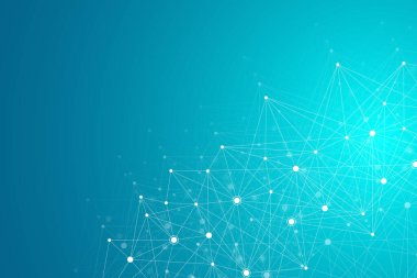 Geometrik bağlantılı arkaplan çizgileri ve noktalar. Basit teknoloji soyut grafik arkaplan tasarımı, illüstrasyon.