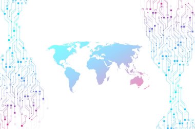 Teknoloji soyut devre kartı dokusu. Yüksek teknoloji fütüristik devre panosu pankartı duvar kağıdı. Dijital veri. Elektronik anakart çizimi