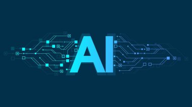 Yapay Zeka Logosu, Simge sembolü yapay zeka, derin öğrenme engelleyici sinir ağı konsepti. Makine öğrenimi, yapay zeka, ai.