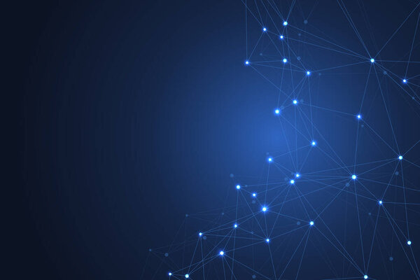 Геометрические соединенные линии фона и точки. Простая технология абстрактный графический дизайн фона, иллюстрация.