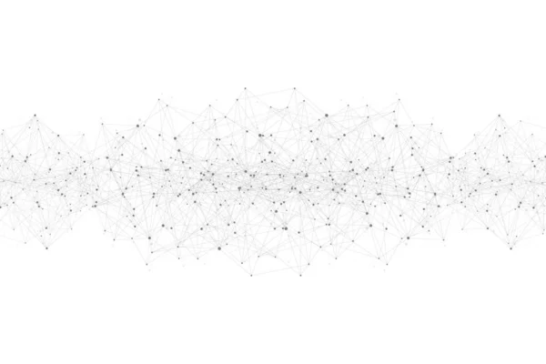 Abstrakcyjne wielokątne tło z połączonymi liniami i kropkami. Minimalistyczny wzór geometryczny. Struktura molekularna i komunikacja. Graficzne tło splotu. Nauka, medycyna, koncepcja technologii. — Zdjęcie stockowe