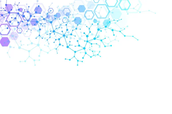 Wissenschaftlicher Molekül-Hintergrund für Medizin, Wissenschaft, Technologie, Kybernetik, Chemie. Tapete oder Banner mit hex DNA Molekülen. geometrische dynamische Darstellung. — Stockfoto