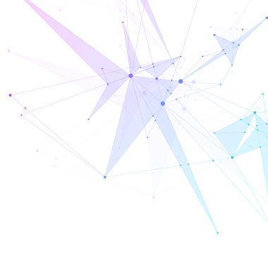 Birbirine bağlı çizgiler ve noktalarla soyut çokgen arkaplan. Minimalist geometrik desen. Molekül yapısı ve iletişim. Grafik pleksus arkaplanı. Bilim, tıp, teknoloji konsepti.