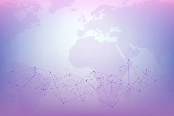 Mondiale netwerkverbindingen met wereldkaart. Achtergrond van de internetverbinding. Abstracte verbindingsstructuur. Meerhoekige ruimte achtergrond, illustratie. — Stockfoto