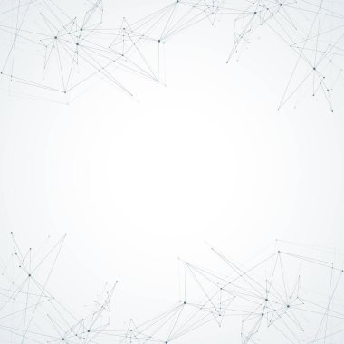 Geometrik bağlantılı arkaplan çizgileri ve noktalar. Basit teknoloji soyut grafik arkaplan tasarımı, illüstrasyon.