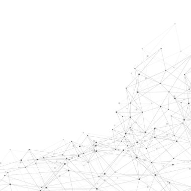 Bağlı çizgi ve noktalarla soyut pleksus arkaplanı. Dalga akışı. Pleksus geometrik etkisi bileşikli büyük veriler. Pleksus çizgileri, minimum dizi. Dijital veri görselleştirme, illüstrasyon
