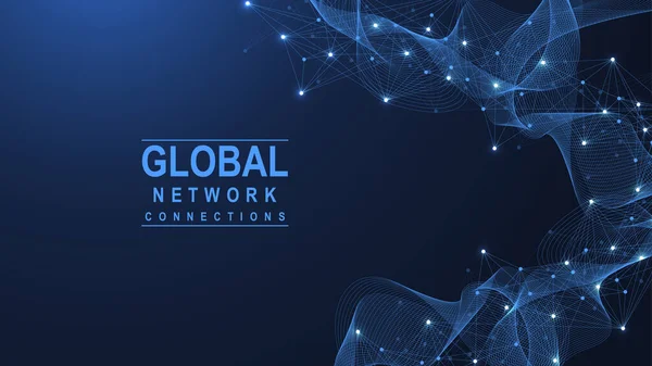 글로벌 네트워크 연결 개념. 거대 한 데이터 시각화. 세계적 인 컴퓨터 네트워크의 소셜 네트워크 통신. 인터넷 기술. 사업이요. 과학. 벡터 일러스트 — 스톡 벡터