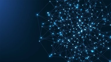 Küresel ağ bağlantısı kavramı. Büyük veri görselleştirmesi. Küresel bilgisayar ağlarındaki sosyal ağ iletişimi. İnternet teknolojisi. İş için. - Bilim. Vektör illüstrasyonu.