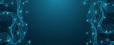 Küresel ağ bağlantısı kavramı. Büyük veri görselleştirmesi. Küresel bilgisayar ağlarındaki sosyal ağ iletişimi. İnternet teknolojisi. İş için. - Bilim. Vektör illüstrasyonu.