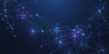 Küresel ağ bağlantısı kavramı. Büyük veri görselleştirmesi. Küresel bilgisayar ağlarındaki sosyal ağ iletişimi. İnternet teknolojisi. İş için. - Bilim. Vektör illüstrasyonu.