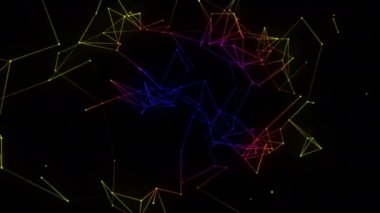 Üç boyutlu soyut pleksus şekilleri. Bağlantı ve web konsepti. Çizgiler ve noktalarla dijital, iletişim ve teknoloji arka planı