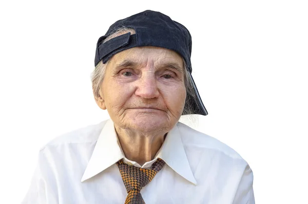 Elderly woman with cap. — Stock fotografie