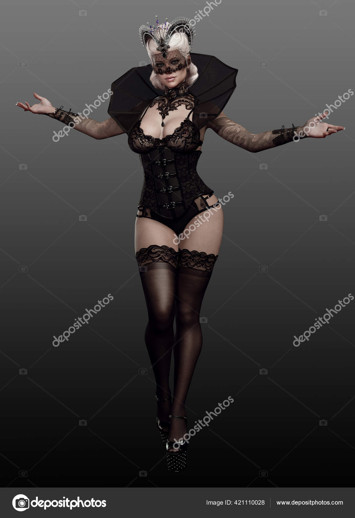 Lizzy Wurst Toples Corset Goth Model