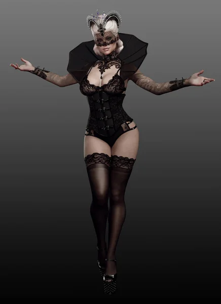 Μοντέλο Goth Pinup Glamor Στο Corset Lingerie — Φωτογραφία Αρχείου