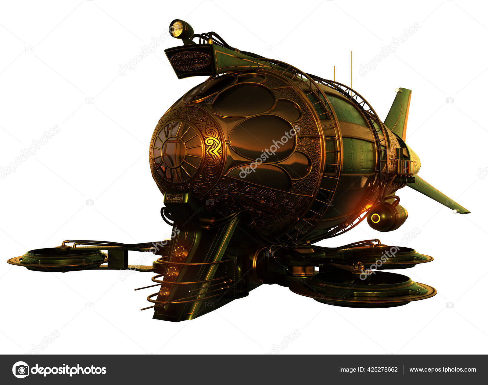 Steampunk Dirigible Vehículo Submarino Con Accesorios Latón