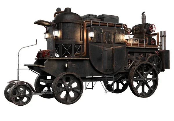 Transporte Vintage Steampunk Com Bagagem Lanternas — Fotografia de Stock
