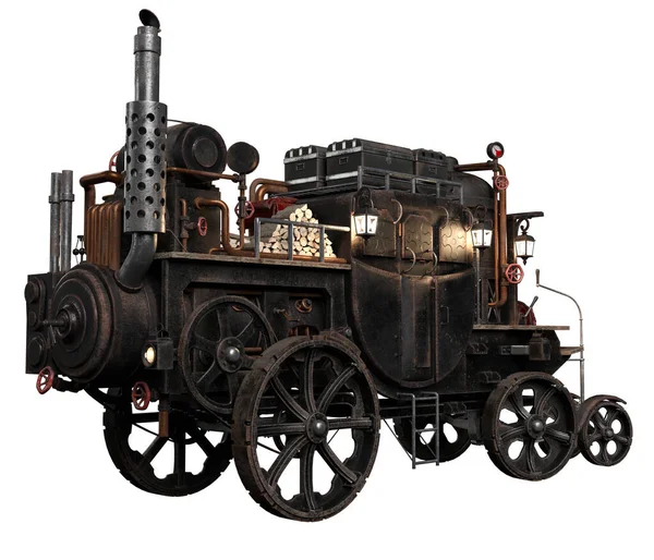 Transporte Vintage Steampunk Com Bagagem Lanternas — Fotografia de Stock