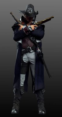 Yanmış ya da Yaralı Yüzlü Fantezi Korsan Adam