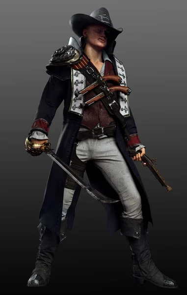 Hombre Pirata Fantasía Con Cara Quemada Cicatrizada —  Fotos de Stock