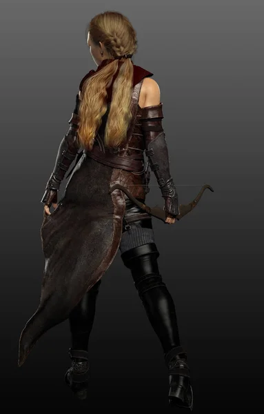 Elvish Ranger with Bow and Arrow, Leather Armor