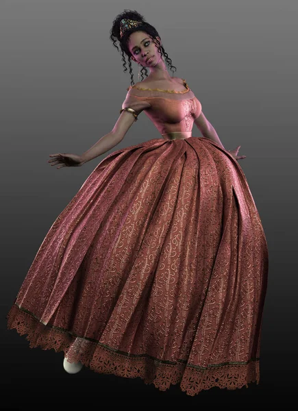 Fantasy Poc Hercegnő Rózsaszín Báli Ruhában — Stock Fotó