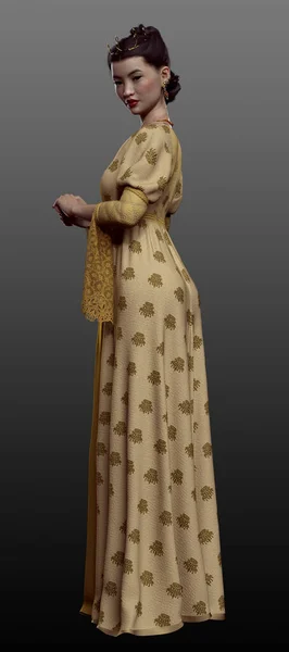 Fantasía Cgi Poc Princesa Asiática Vestido Medieval —  Fotos de Stock