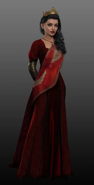 Tiger Princess Poc Fantasy Ασιάτισσα Πριγκίπισσα Κόκκινο Στέμμα — Φωτογραφία Αρχείου