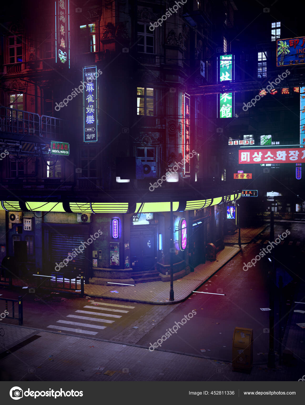 The neon-lit streets of a cyberpunk anime night city with this