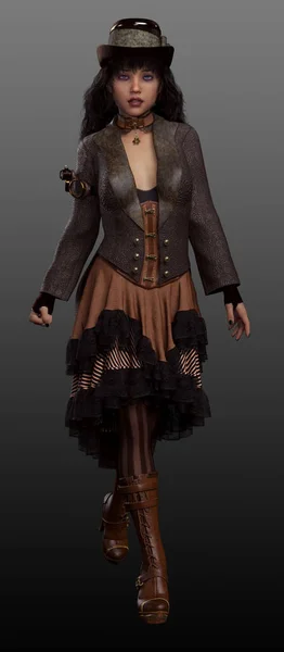 Dark Alice Fantasy Poc Gothic Steampunk — 图库照片