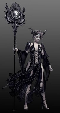 Fantezi Karanlık Fae Büyücüsü ya da Kötü Kraliçe Büyücülük