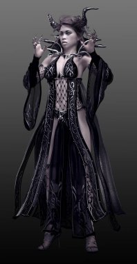 Fantezi Karanlık Fae Büyücüsü ya da Kötü Kraliçe Büyücülük