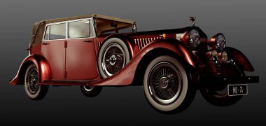 Klasik Kırmızı Limuzinin CGI İllüstrasyonu