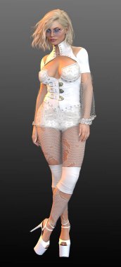 Beyaz Deri Parçalar İç çamaşırlı Sarışın Pinup