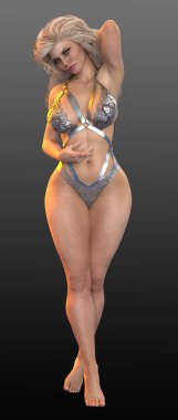 Metalik Gümüş Mayolu Fantezi Pini ya da İç Çamaşırı