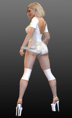 Beyaz Deri Parçalar İç çamaşırlı Sarışın Pinup