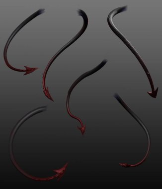 Fantasy Demon or Devil Tails in Different Positions clipart