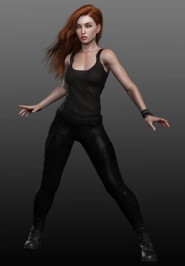 Şehir Fantezisi ya da Sihirli Akademi Kızıl Saçlı Genç Büyücü Kız Oyuncuları