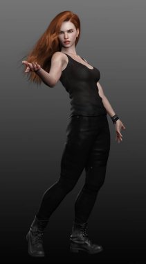 Şehir Fantezisi ya da Sihirli Akademi Kızıl Saçlı Genç Büyücü Kız Oyuncuları