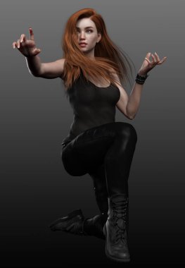 Şehir Fantezisi ya da Sihirli Akademi Kızıl Saçlı Genç Büyücü Kız Oyuncuları