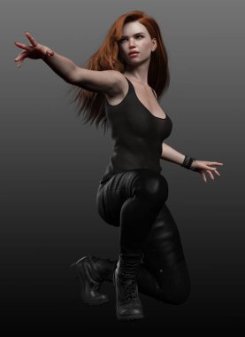 Şehir Fantezisi ya da Sihirli Akademi Kızıl Saçlı Genç Büyücü Kız Oyuncuları