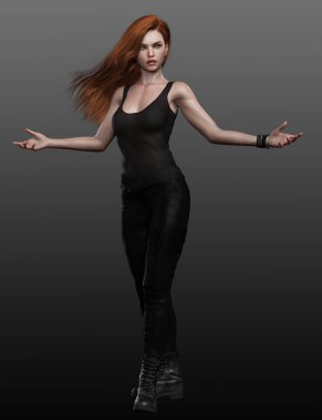 Şehir Fantezisi ya da Sihirli Akademi Kızıl Saçlı Genç Büyücü Kız Oyuncuları