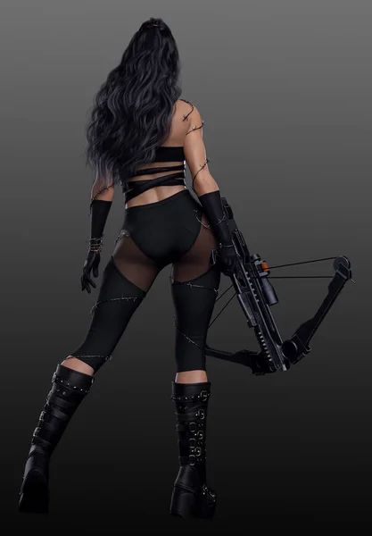 Urban Fantasy Dystopian Cyberpunk Woman Barbed Wire — 스톡 사진