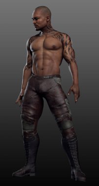 Tişörtsüz Bilim Kurgu PoC Askeri Erkek Eylem Pozu