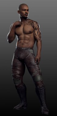 Tişörtsüz Bilim Kurgu PoC Askeri Erkek Eylem Pozu