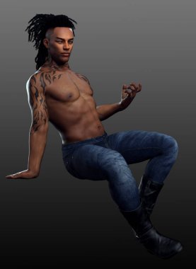 Şehir Fantezisi Erkek PoC, Kabile Dövmeleri ve Dehşeti olan Üstsüz