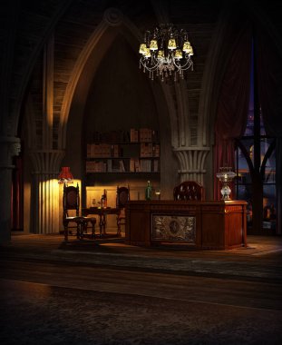 Gotik Kütüphane ya da Çalışma, Karanlık Oda CGI